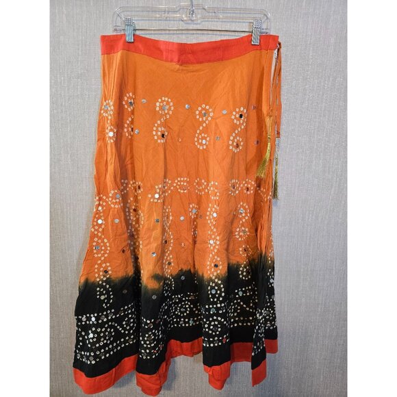 Raj Handmade Boho Cotton Skirt Drawstring Waist With Tassel One Size - Picture 1 of 12